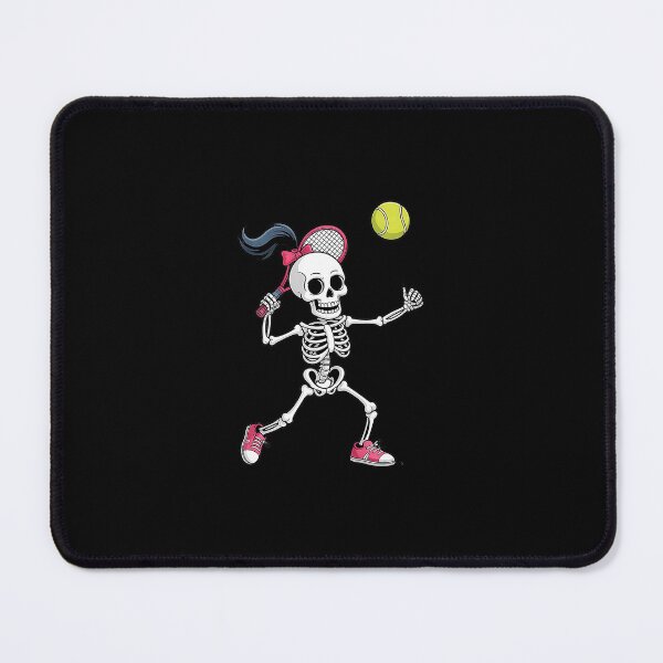 Item preview, Girl Skeleton Playing Tennis Funny Halloween Sports Illustration designed and sold by WayTBeenkenArt.