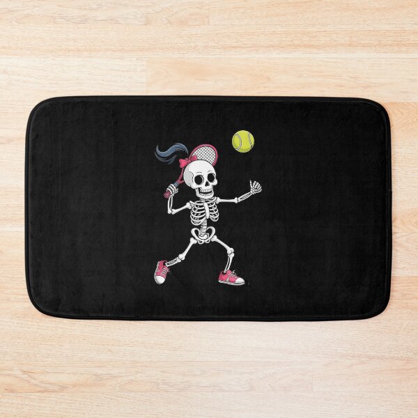 Item preview, Girl Skeleton Playing Tennis Funny Halloween Sports Illustration designed and sold by WayTBeenkenArt.
