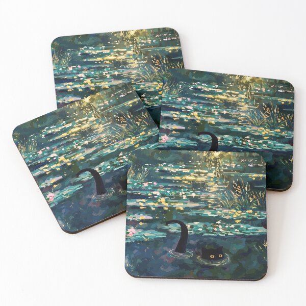 Item preview, Black Cat in Lily Pond Painting designed and sold by JOSEMONTANO21.