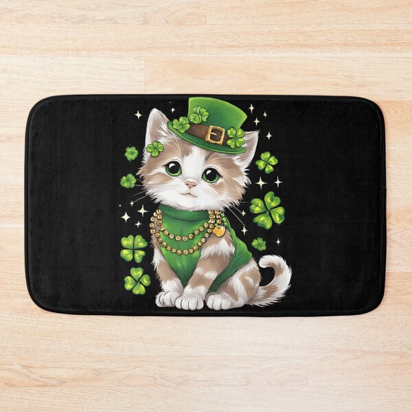 Item preview, Cute St Patricks Day Cat Lucky Clover Irish Kitten Green Aesthetic designed and sold by Daisy Grimes.