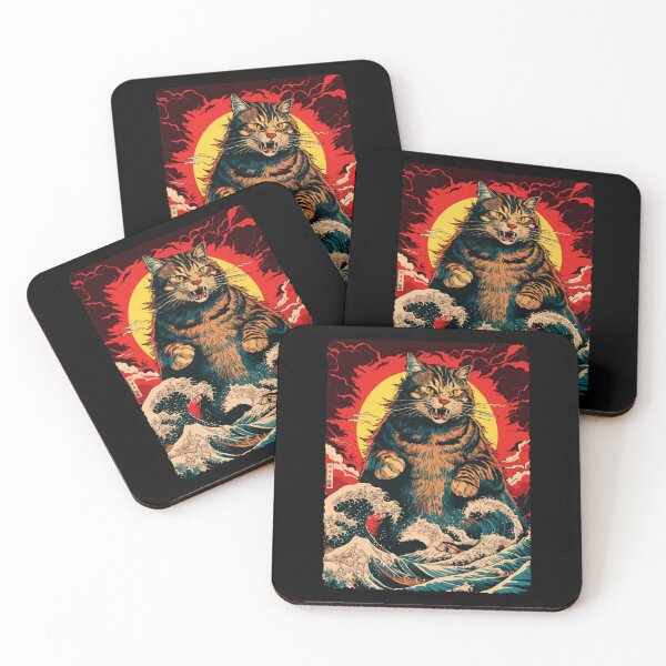 Item preview, Fierce Giant Cat Japanese Wave Art Bold  designed and sold by JEFDodsonArt.