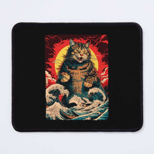 Item preview, Fierce Giant Cat Japanese Wave Art Bold  designed and sold by JEFDodsonArt.