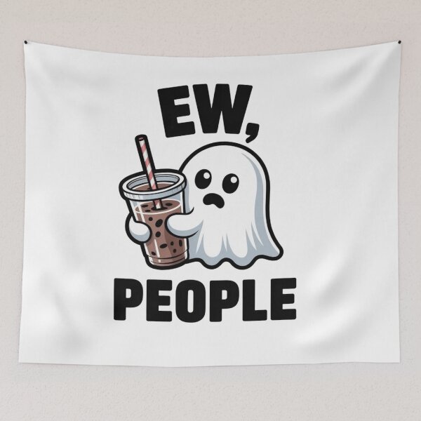 Item preview, Ew People Cute Ghost Iced Coffee - Funny Introvert Humor Art designed and sold by Mr-wow.