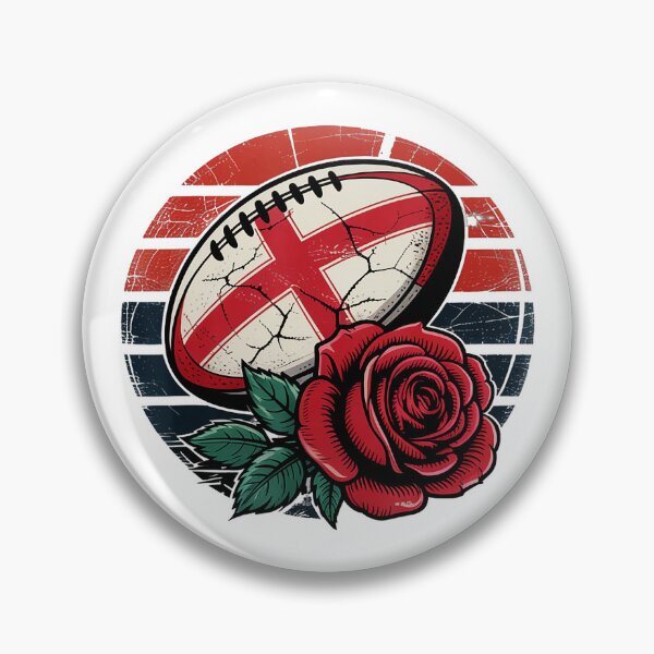 Artikelvorschau, England Rugby Ball Rote Rose Vintage Emblem entworfen und verkauft von GabrieSketcham.