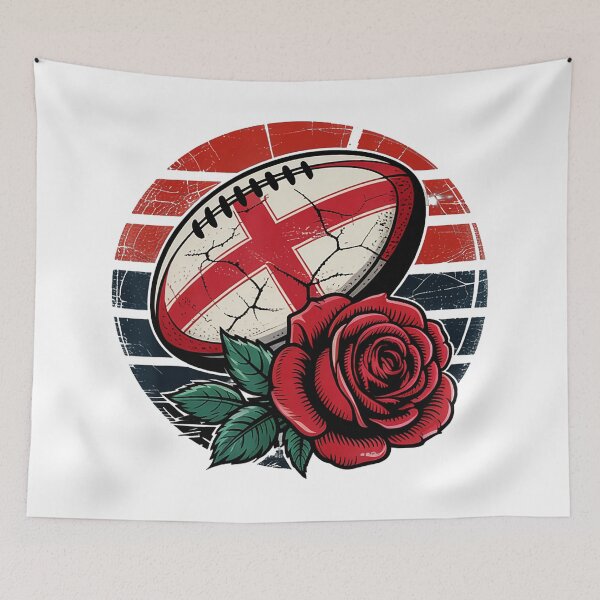 Item preview, England Rugby Ball Red Rose Vintage Emblem  designed and sold by GabrieSketcham.
