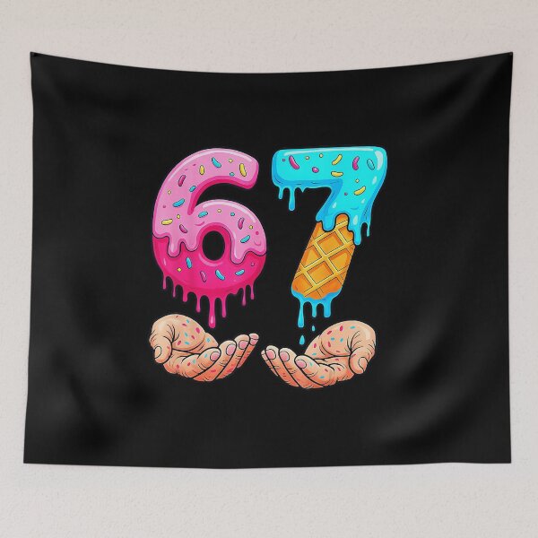 Item preview, 67 Ice Cream Drip Number Colorful Sweet Style Illustration designed and sold by miaa-artistshop.