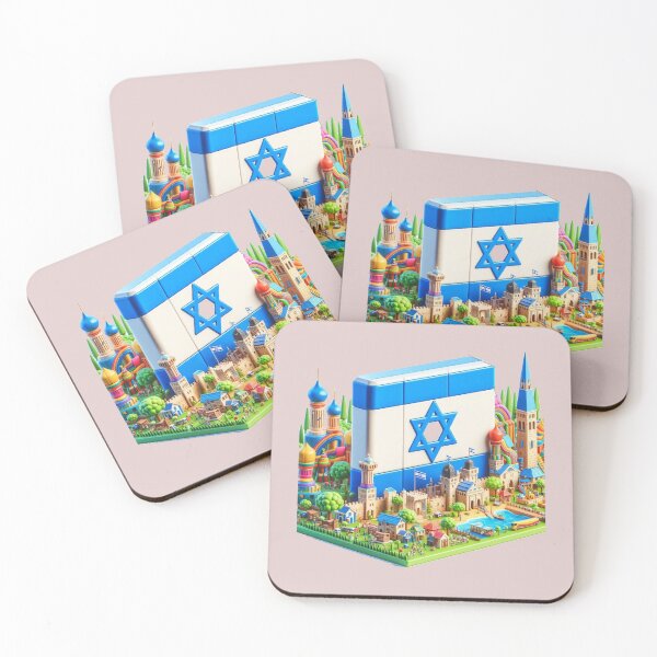 Item preview, Israel Landmark Panorama – Large Israeli Flag 3D Cute Label  designed and sold by PaintMeWorld.