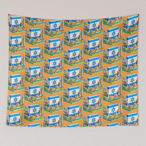 Item preview, Israel Landmark Panorama – Large Israeli Flag 3D Cute Label  designed and sold by PaintMeWorld.
