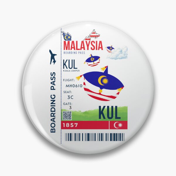 Item preview, Malaysia Boarding Pass Stylized Wau bulan Moon kite designed and sold by InkWhirl.