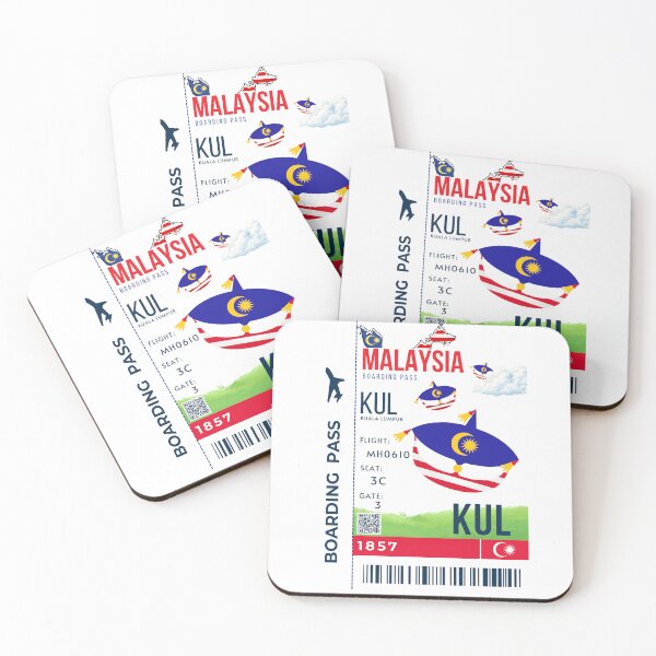 Item preview, Malaysia Boarding Pass Stylized Wau bulan Moon kite designed and sold by InkWhirl.