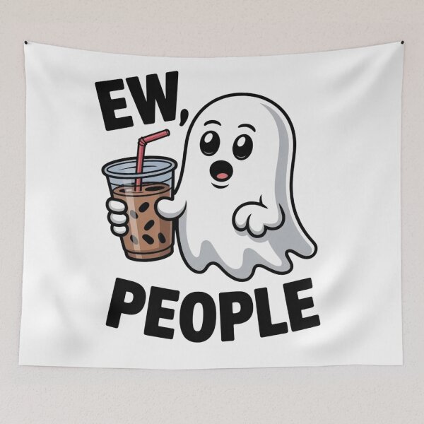 Item preview, Funny Shocked Ghost Boba Tea - Ew People Introvert Quote designed and sold by Mr-wow.