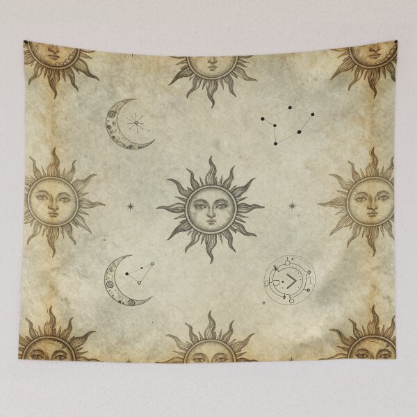 Item preview, Vintage Celestial Sun and Moon Seamless Pattern designed and sold by myforestfog.
