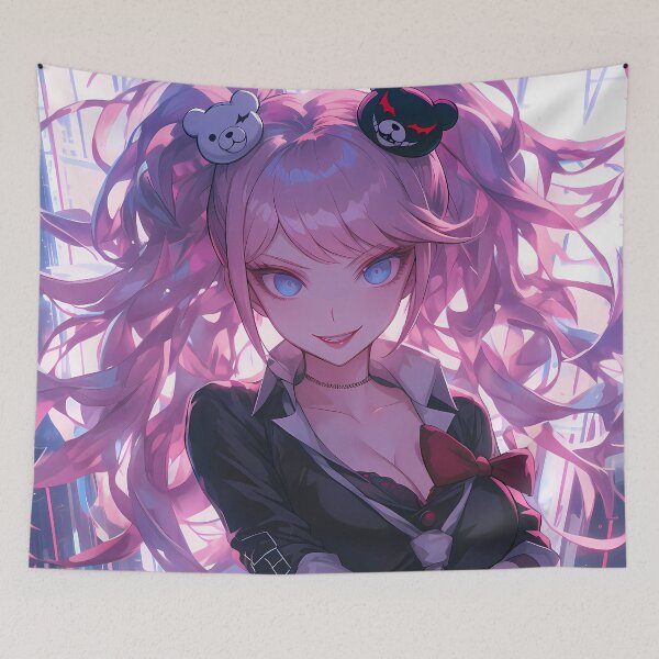 Item preview, Junko Enoshima Danganronpa Pink Hair Neon City Vibes designed and sold by Spraykart.
