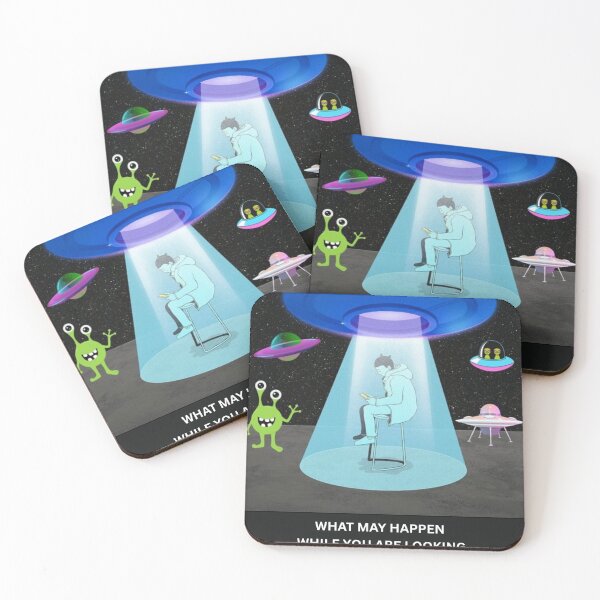 Item preview, What May Happen When You Are Looking at Your Phone – Funny Alien UFO Design designed and sold by The Silver Petal Art Studio.