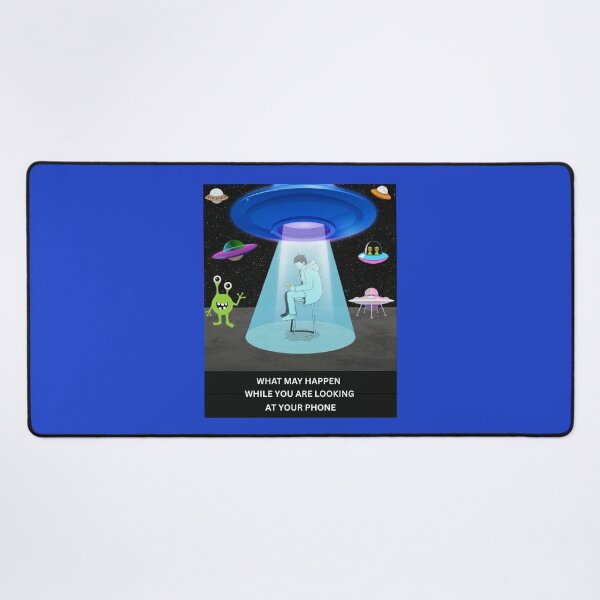 Item preview, What May Happen When You Are Looking at Your Phone – Funny Alien UFO Design designed and sold by The Silver Petal Art Studio.