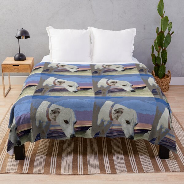 Item preview, White Greyhound On Beach Oil Paint, designed and sold by A-Work-Of-Art.