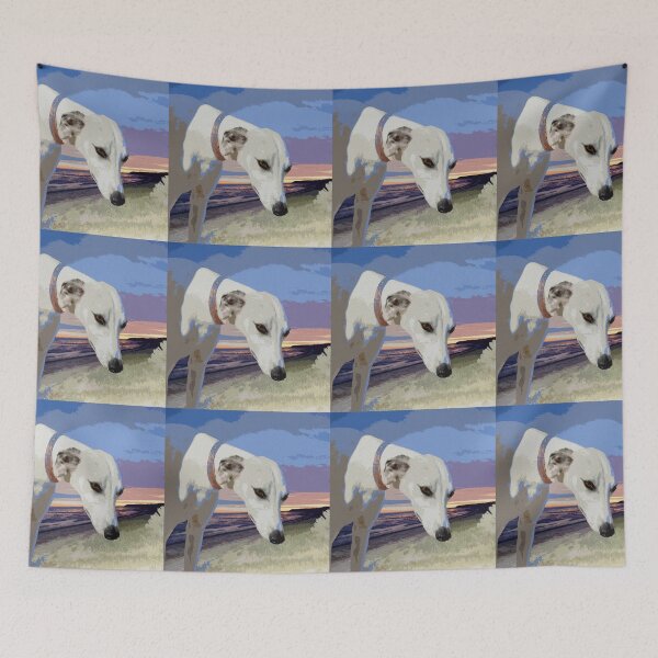 Item preview, White Greyhound On Beach Oil Paint, designed and sold by A-Work-Of-Art.