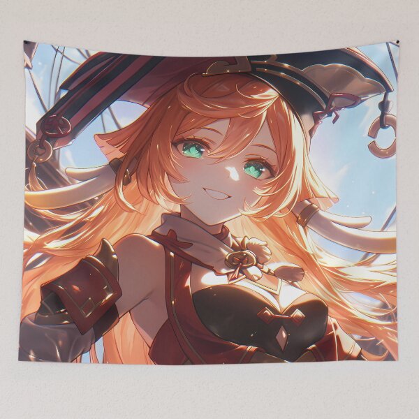 Item preview, Yanfei Genshin Impact, Waifu cálida con cabello naranja y sonrisa designed and sold by Spraykart.