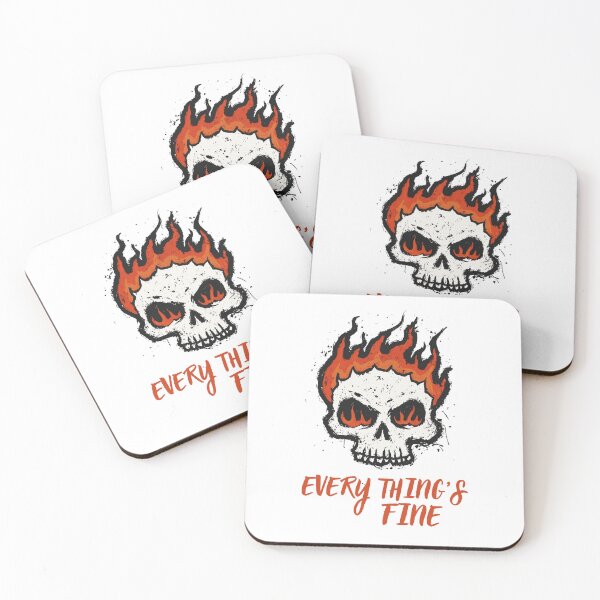 Item preview, Everything’s Fine Flaming Skull — Grungy Sarcastic Horror Typography Design designed and sold by Colorful-Garden.