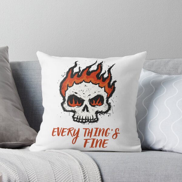 Item preview, Everything’s Fine Flaming Skull — Grungy Sarcastic Horror Typography Design designed and sold by Colorful-Garden.