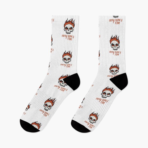 Item preview, Everything’s Fine Flaming Skull — Grungy Sarcastic Horror Typography Design designed and sold by Colorful-Garden.