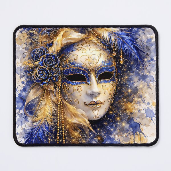 Item preview, Venetian Mask Blue and Gold Watercolor Art Print – Carnival Venice Wall Decor Aesthetic Poster designed and sold by art2print.