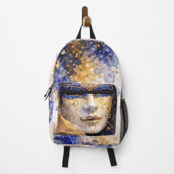 Item preview, Venetian Mask Blue and Gold Watercolor Art Print – Carnival Venice Wall Decor Aesthetic Poster designed and sold by art2print.