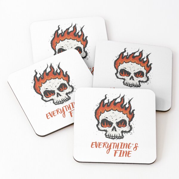 Item preview, Everything’s Fine Flaming Skull — Grungy Sarcastic Horror Typography Design designed and sold by Colorful-Garden.