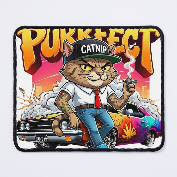 Item preview, Gangsta Cat Muscle Car Purrfect Streetwear Art designed and sold by WelLarsDigitals.