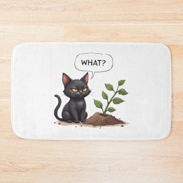 Item preview, Sarcastic Black Cat “What?” Funny Plant Humor Design designed and sold by Pawsome Quotes.