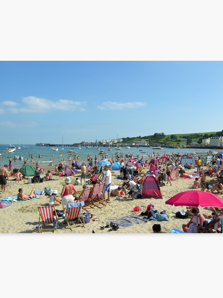 Swanage Beach On The Late August Bank Holiday South Coast Of England Canvas Print