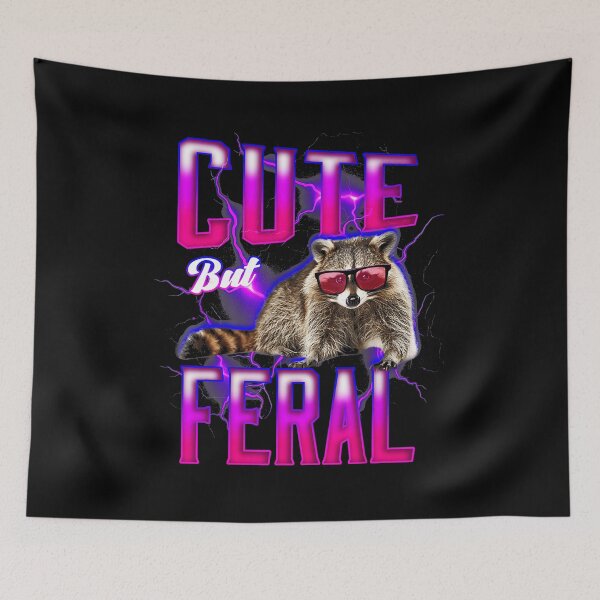Item preview, Cute But Feral Funny Raccoon Retro Meme Style  designed and sold by tadmercado.
