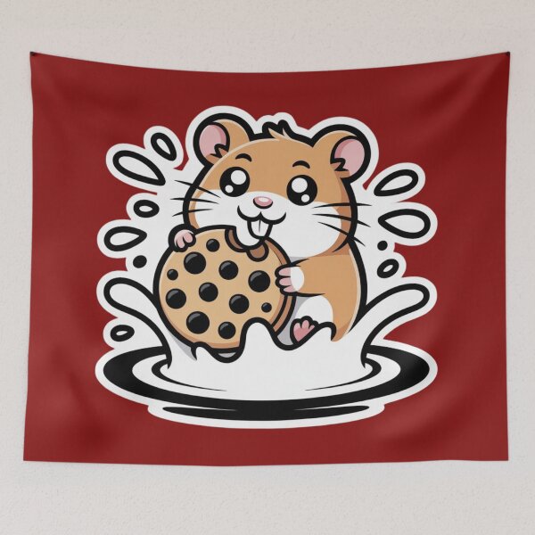 Item preview, Adorable kawaii hamster twisting cookie in half designed and sold by 123ks.