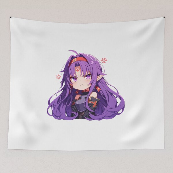 Item preview, Yuuki Sword Art Online Anime Girl Chibi Kawaii Angry Purple Eyes Elf Warrior designed and sold by 108Recordings.