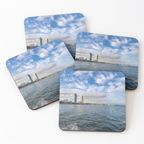 Item preview, Barcelona Coastline – Rocks, Ocean, and Distant Beach designed and sold by Felinephrame.