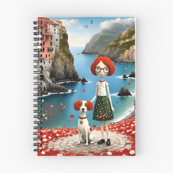 Item preview, Doll with dog in Cinqueterre harbour in Italy with spaniel cocker spaniel   designed and sold by Coolparrotgirl.