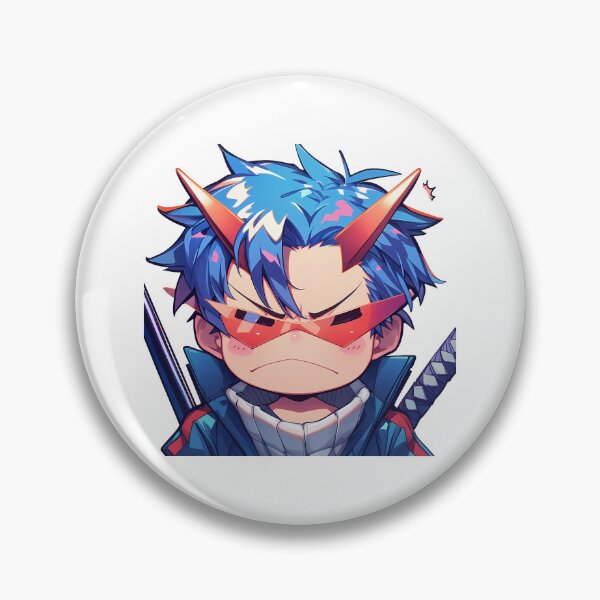 Item preview, Kamina Gurren Lagann Anime Chibi Kawaii Angry Blue Hair Warrior Glasses designed and sold by 108Recordings.