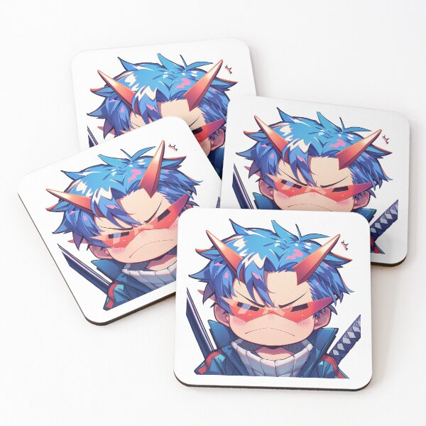 Item preview, Kamina Gurren Lagann Anime Chibi Kawaii Angry Blue Hair Warrior Glasses designed and sold by 108Recordings.
