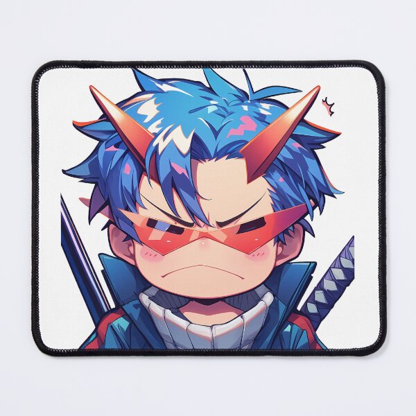 Item preview, Kamina Gurren Lagann Anime Chibi Kawaii Angry Blue Hair Warrior Glasses designed and sold by 108Recordings.