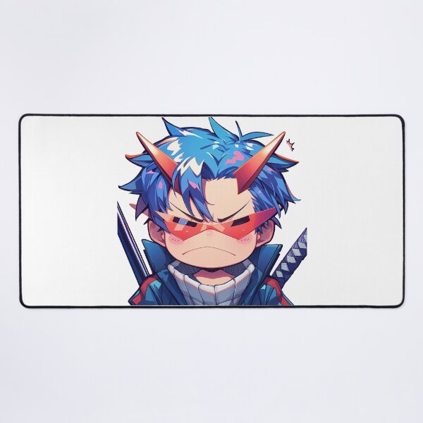 Item preview, Kamina Gurren Lagann Anime Chibi Kawaii Angry Blue Hair Warrior Glasses designed and sold by 108Recordings.