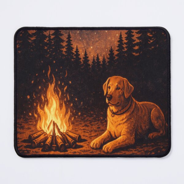 Item preview, Labrador by Campfire at Night | Quiet Camp Dog Art | Starry Sky Lab Vintage designed and sold by PawPrintCustom.