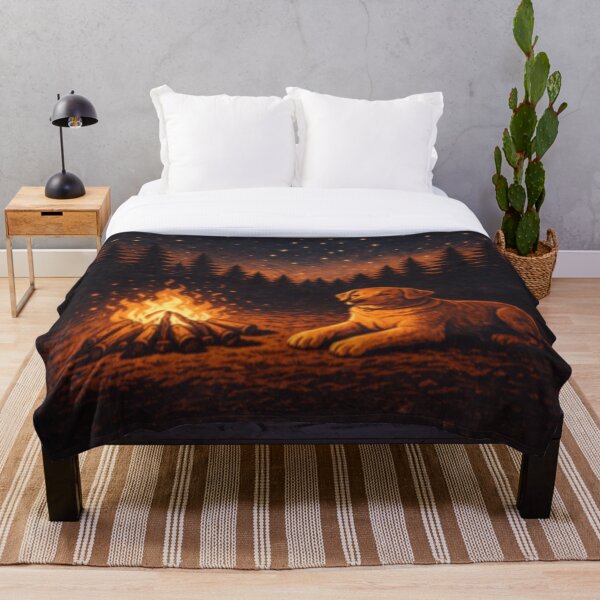Artikelvorschau, Labrador am Lagerfeuer in der Nacht | Stille Camping-Hundekunst | Sternenhimmel-Labrador Vintage entworfen und verkauft von PawPrintCustom.