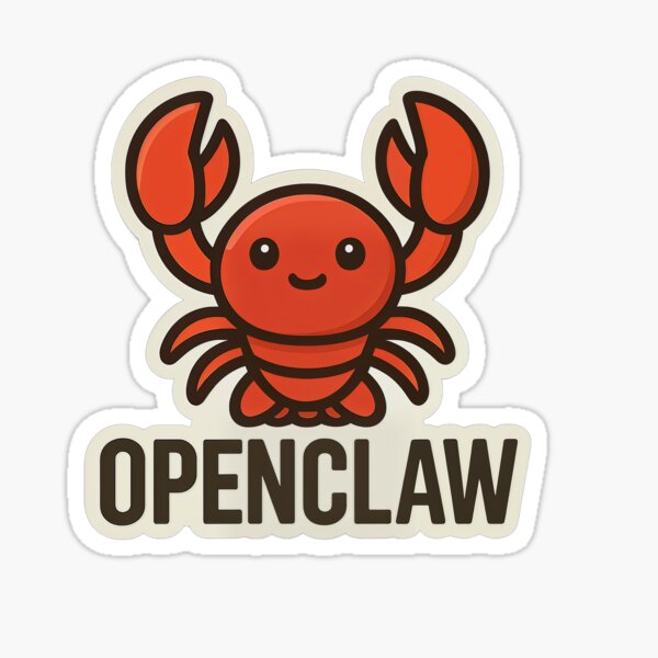 OpenClaw inspired cute Clawdbot Open Source Artificial Intelligence Art Design Sticker