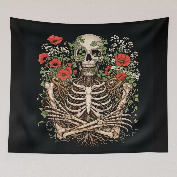 Item preview, Botanical Rebirth Skeleton with Poppies and Ivy designed and sold by BrownHorse90s.