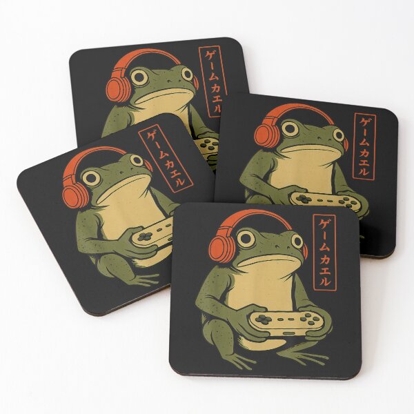 Item preview, Vintage Retro Japanese Frog Gamer Aesthetic Kawaii Frog Wearing Headphones Playing designed and sold by ObukiLantara.