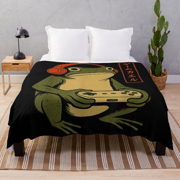 Item preview, Vintage Retro Japanese Frog Gamer Aesthetic Kawaii Frog Wearing Headphones Playing designed and sold by ObukiLantara.