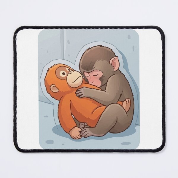 Item preview, Viral Monkey Sleeping with Orangutan Plushie Wholesome Meme designed and sold by PixelWaveBD.