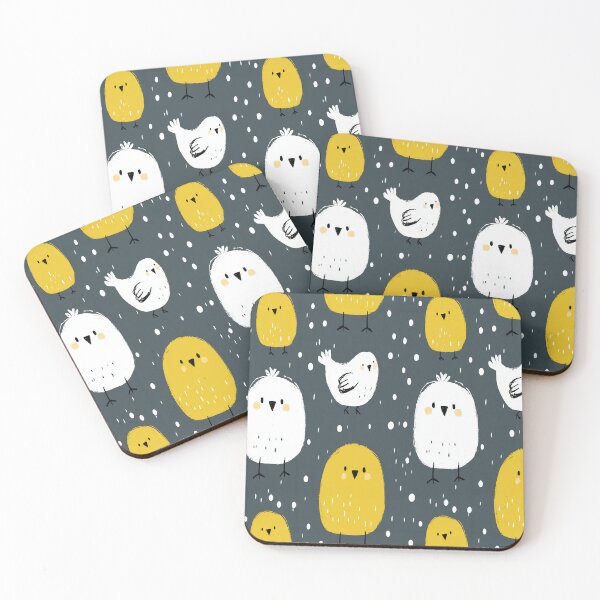 Item preview, Funny Yellow and White Birds on Grey Pattern designed and sold by Piotrek0001.