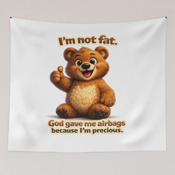 Item preview, “Not Fat, Just Equipped with Premium Airbags – Cute Bear Edition” designed and sold by RolMerch.
