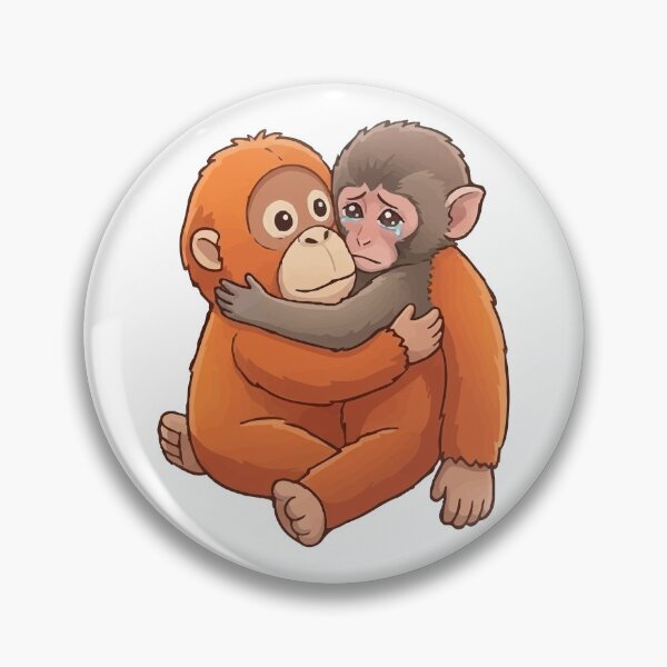 Item preview, Viral Crying Monkey Hugging Orangutan Sad Meme Illustration designed and sold by PixelWaveBD.
